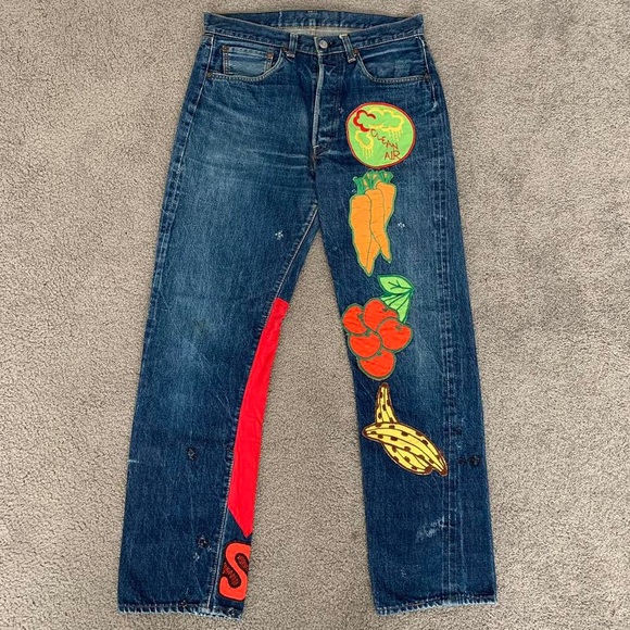 70s 1970s Selvedge Redline Original Patchwork Levi’s 501 Custom Denim Jeans - Picture 3 of 8